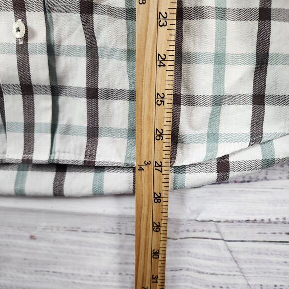 Cinch Western Button-Up Shirt M Green Brown Plaid Logo Pocket Cowboy Ranch - Picture 5 of 7